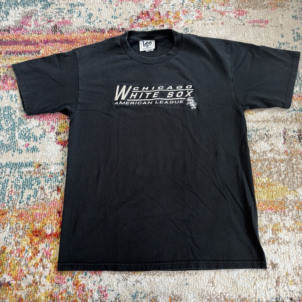 Vintage Lee Sport Chicago White Sox Shirt Mens L Black Embroidered